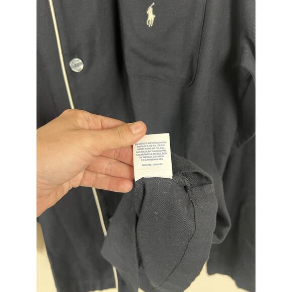 Polo Ralph Lauren Men’s Black Pajama Shirt XL Sleepwear Button Front Cotton - Picture 7 of 11